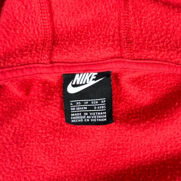 Nike Hooded Sweatshirt Size 4XS Little Boys Club Fleece Zip Front Red Jacket - Picture 9 of 10